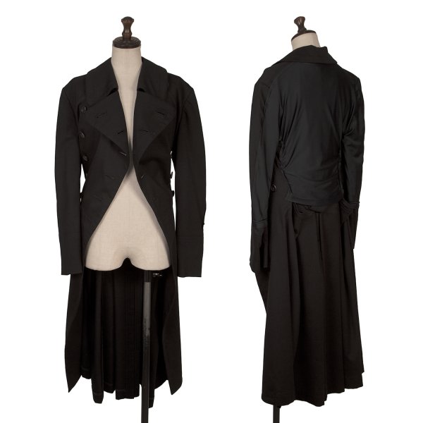 【中古】 コムデギャルソンCOMME des GARCONS ストレッチカットソードッキングウールトレンチコート 黒S【レディース】｜PLAYFUL