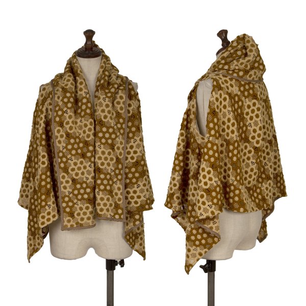 【中古】 コムデギャルソンCOMME des GARCONS フラワーエンブロイダリーレースラップデザインノースリーブニットジャケット 茶ベージュS位【レディース】｜PLAYFUL