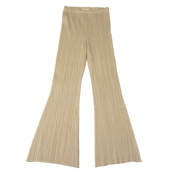 【中古】 プリーツプリーズPLEATS PLEASE プリーツフレアパンツ ベージュ1【レディース】｜PLAYFUL