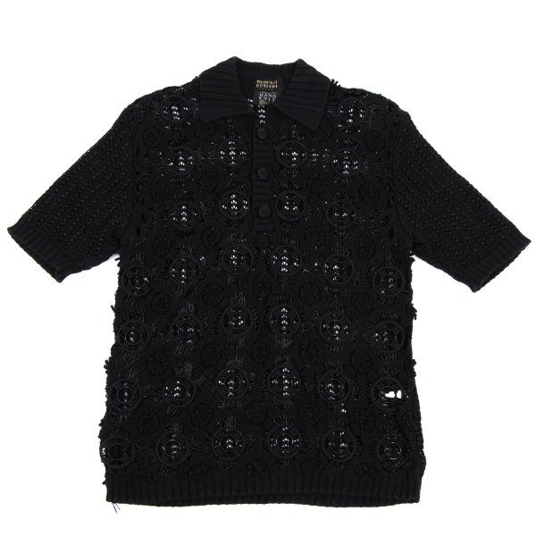 【中古】 ヨシユキコニシYOSHIYUKI KONISHI コットンナイロンクロシェ編みニットシャツ 黒M位【メンズ】|PLAYFUL