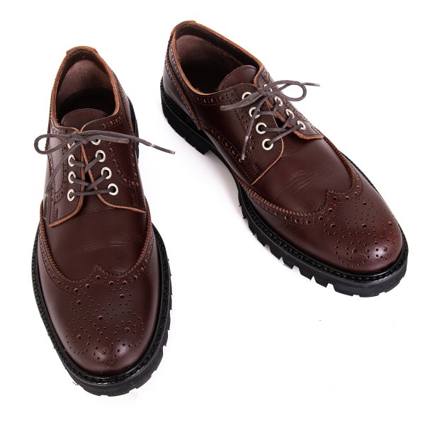 【中古】 コムデギャルソン オムCOMME des GARCONS HOMME ウィングチップレザーシューズ 茶25.5【メンズ】｜PLAYFUL