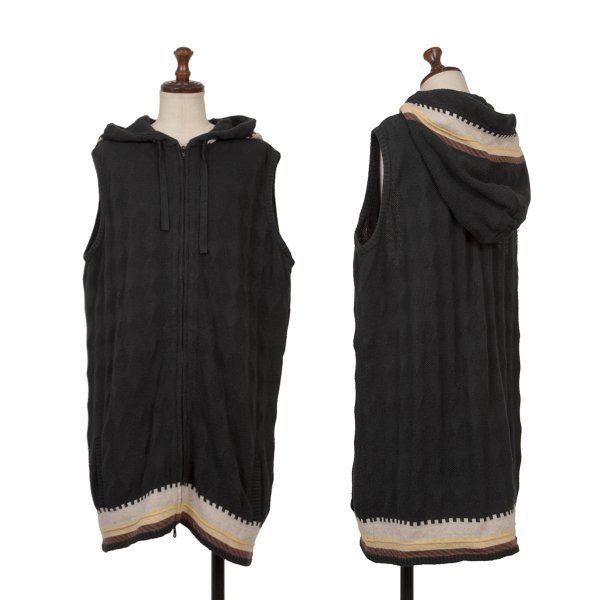 【中古】 ワイズフォーメンY's for men ダイヤ織りノースリーブニットパーカー 黒他3【メンズ】|PLAYFUL