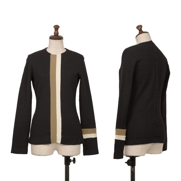 【中古】 コムデギャルソン×ペギーモフィットCOMME des GARCONS×Peggy Moffitt ウール縮絨ライン切替カットソー 黒キャメルオフS【レディース】|PLAYFUL