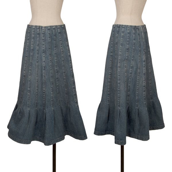 【中古】 トリココムデギャルソンtricot COMME des GARCONS タック切替デザインデニムスカート インディゴM【レディース】｜PLAYFUL