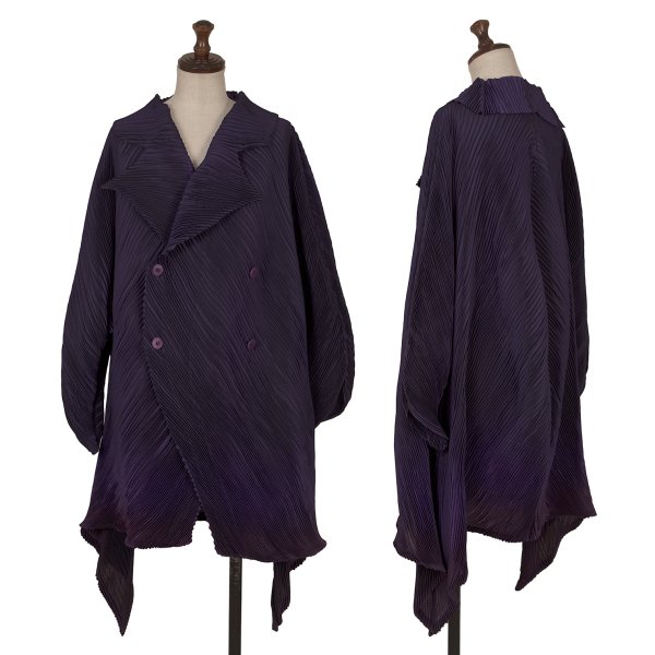 【中古】 イッセイミヤケISSEY MIYAKE 裾グラデーションダブルハーフコート 紫2【レディース】|PLAYFUL