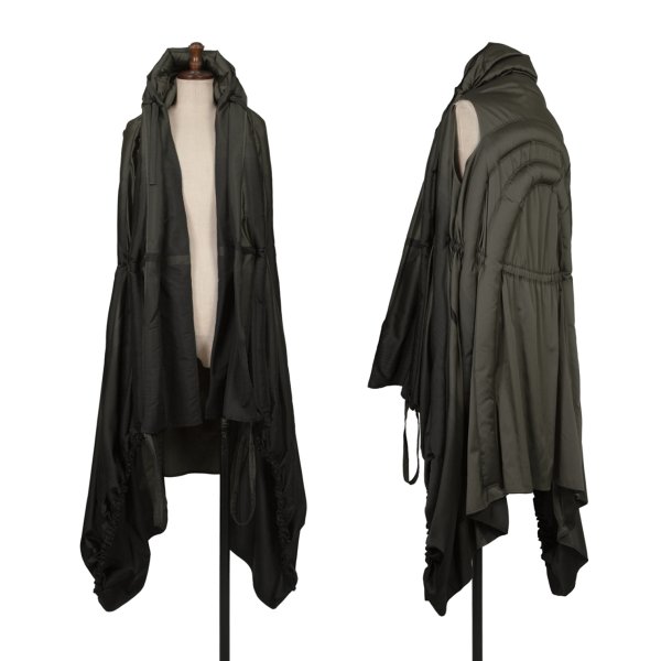 【中古】 イッセイミヤケISSEY MIYAKE A-POC INSIDE ギャザーデザイン変形ノースリーブダウンコート カーキ黒2【レディース】｜PLAYFUL