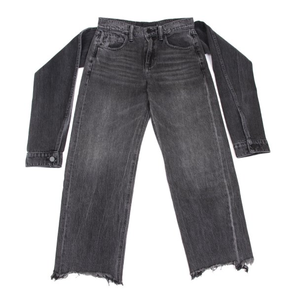 【中古】 アレキサンダーワンDenim x Alexander Wang Stack Crop Tie タイデザインクロップドデニム 黒24【レディース】|PLAYFUL