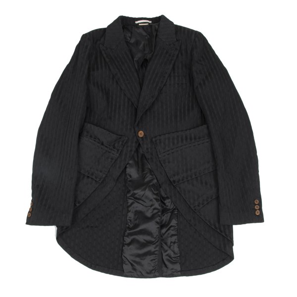 【中古】 コムデギャルソン オムプリュスCOMME des GARCONS HOMME PLUS ストライプドット織りポリカッタウェイジャケット 黒M【メンズ】|PLAYFUL