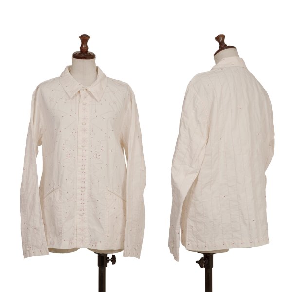 【中古】 イッセイミヤケ ハートISSEY MIYAKE HaaT グラフィックステッチブラウス 薄ピンク2【レディース】｜PLAYFUL