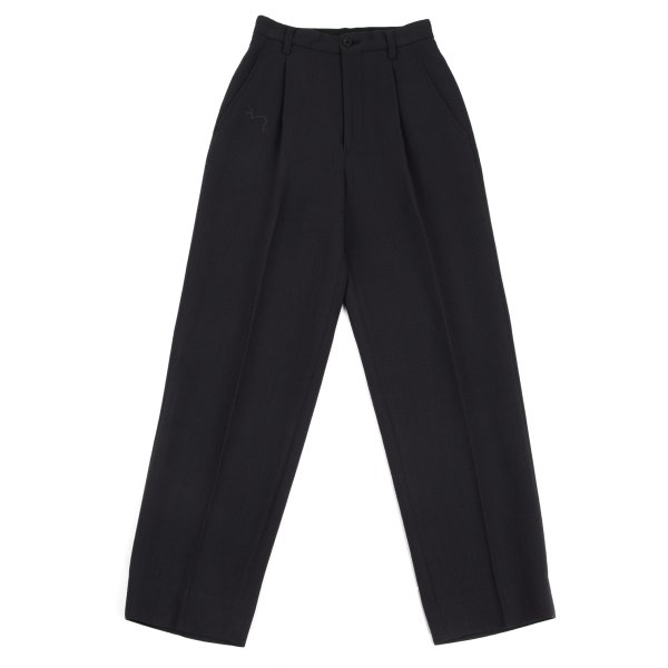 【中古】 イッセイミヤケISSEY MIYAKE ジョーゼットウールテーパードパンツ チャコールS【レディース】｜PLAYFUL