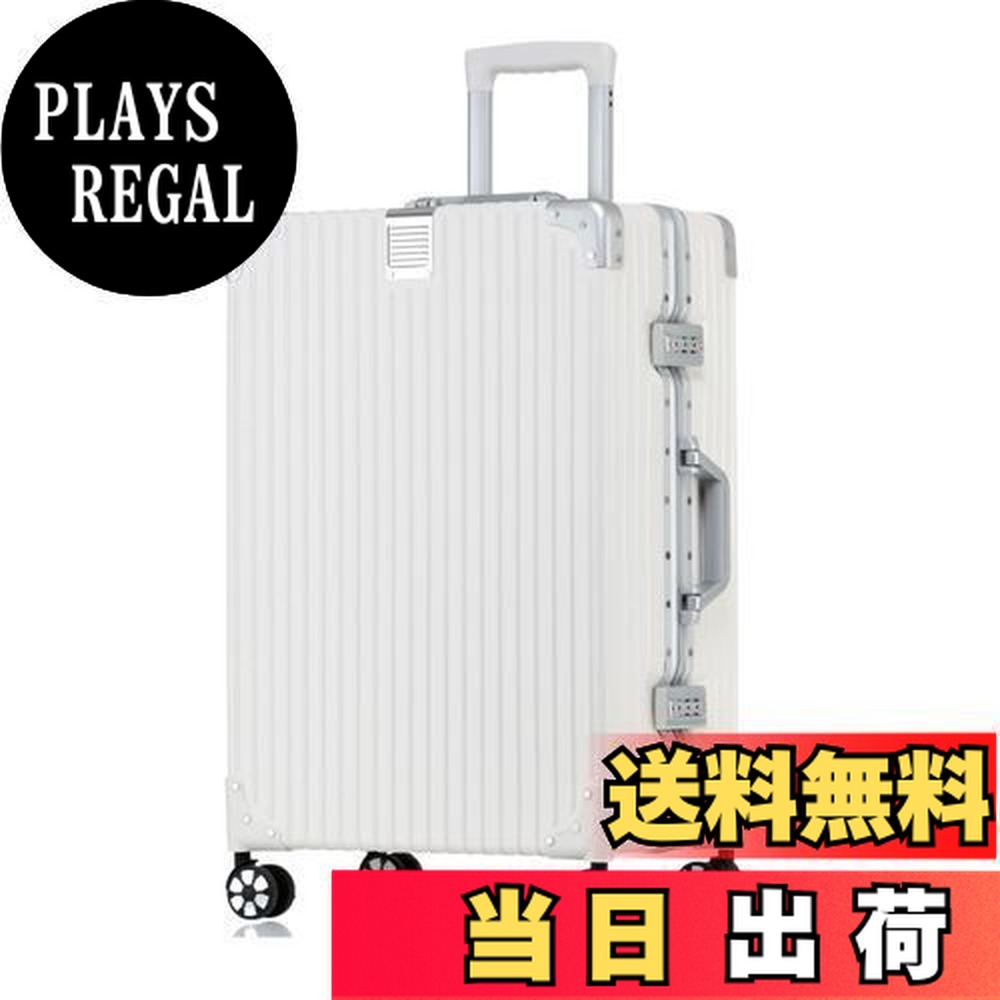 【送料無料】[Yuweijie] スーツケース アルミフレーム キャリー ケース機内持ち込みLCC対応 預け入れスーツケース 大型トロリーケース 軽量キャリーバッグ 静音ダブルキャスター 耐衝撃 旅行 ビジネス 出張 tsaロック付 保護カバー付き，ホワイト SSサイズ 1泊2日 (White, SS｜PLAYS REGAL