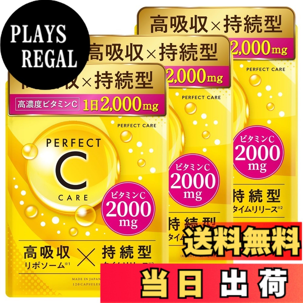 【送料無料】高濃度 ビタミンC サプリメント PERFECT C CARE 2000mg配合 リポソーム タイムリリース 120粒 30日分 サイズ：120個 (x 3)