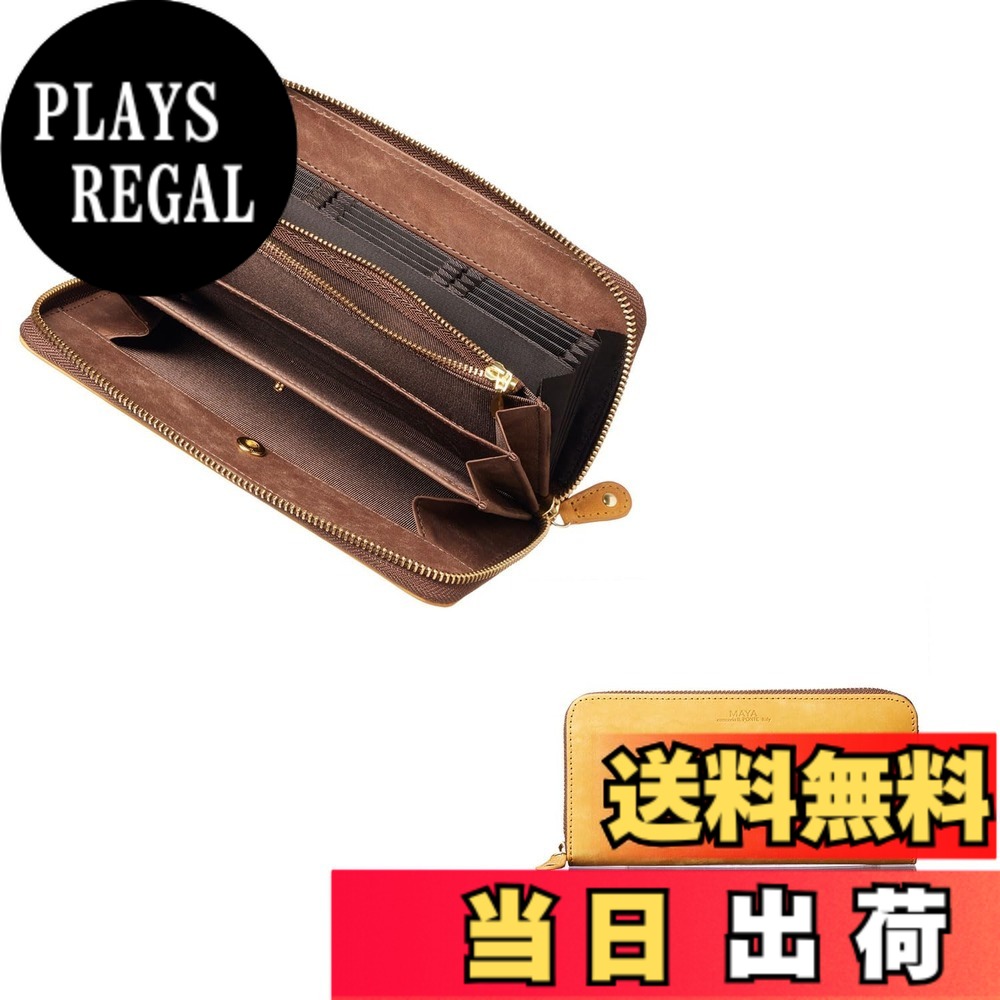 【送料無料】[HENLY COAT] 下町のお 財布 屋さんが作った 使いやすい レディース 長財布 アライン Maya イタリア製 牛革 カラーコンビ 縦型 カードケース 取り出しやすい 大型小銭入 母の日 プレゼント ギフト 箱入り 色：Yellow｜PLAYS REGAL