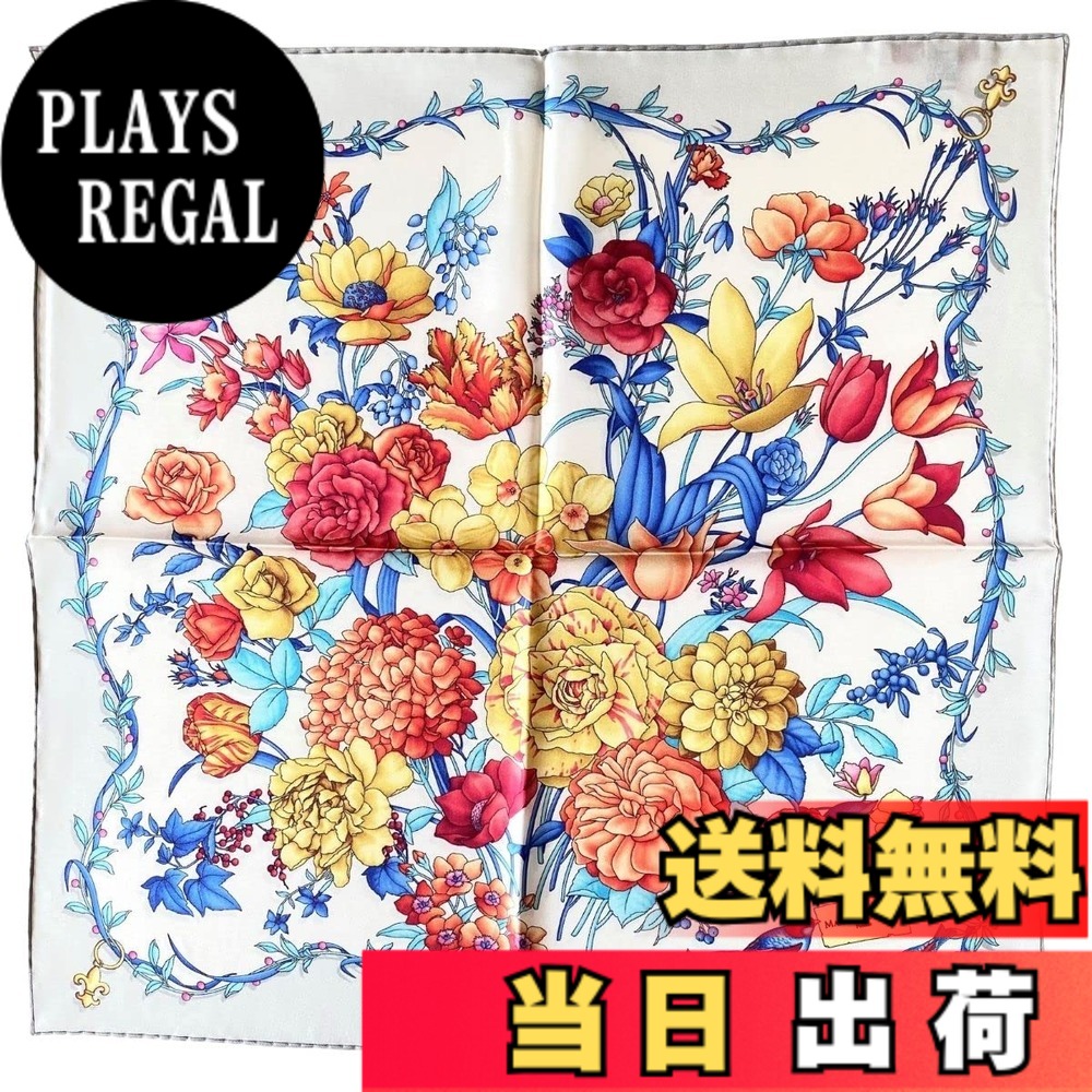 【貨物輸送無料】[Massimo Ravinale] マッシモ ラヴィナーレ えり巻き レディース 絹地100% 大判 85x85 まっ四角 イタリア製御花苑地と飛禽 色：ビアンコ、大きさ：Free Size