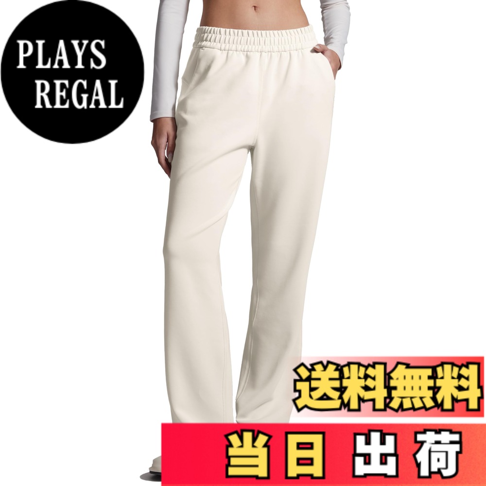 【送料無料】[CRZ YOGA] スウェットパンツ レディース ワイド ゆったり ハイウエスト ポケット付 引き紐付 春 秋 アジアフィット 股下28インチ/71センチ SoftAura 色：白あんず、サイズ：S Regular