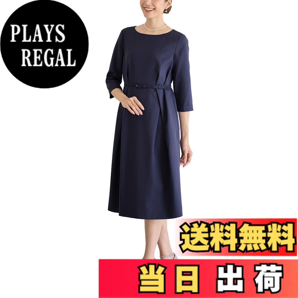 【送料無料】[ANGELIEBE エンジェリーベ] マタニティ 授乳服 ワンピース 授乳口付 タックベルテッド ワンピ 産前 産後 フォーマル お宮参り 戌の日 オフィス 22949 色：ネイビー、サイズ：M-L｜PLAYS REGAL