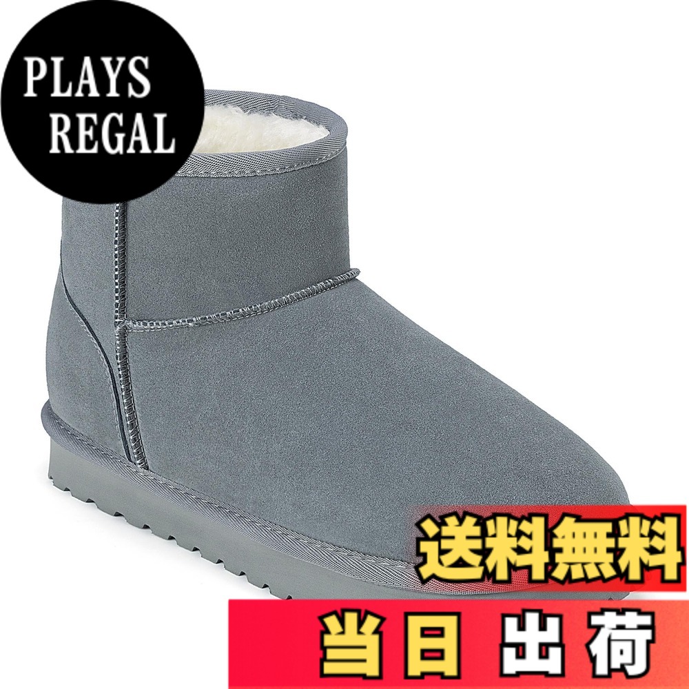 【送料無料】[Mishansha] スノーブーツ レディース ムートンブーツ 裏起毛 暖かい スノーシューズ 防風 防寒ブーツ 滑り止め アウトドア 通勤 雪対応 色：ニューダークグレー CJ023、サイズ：23.5 cm