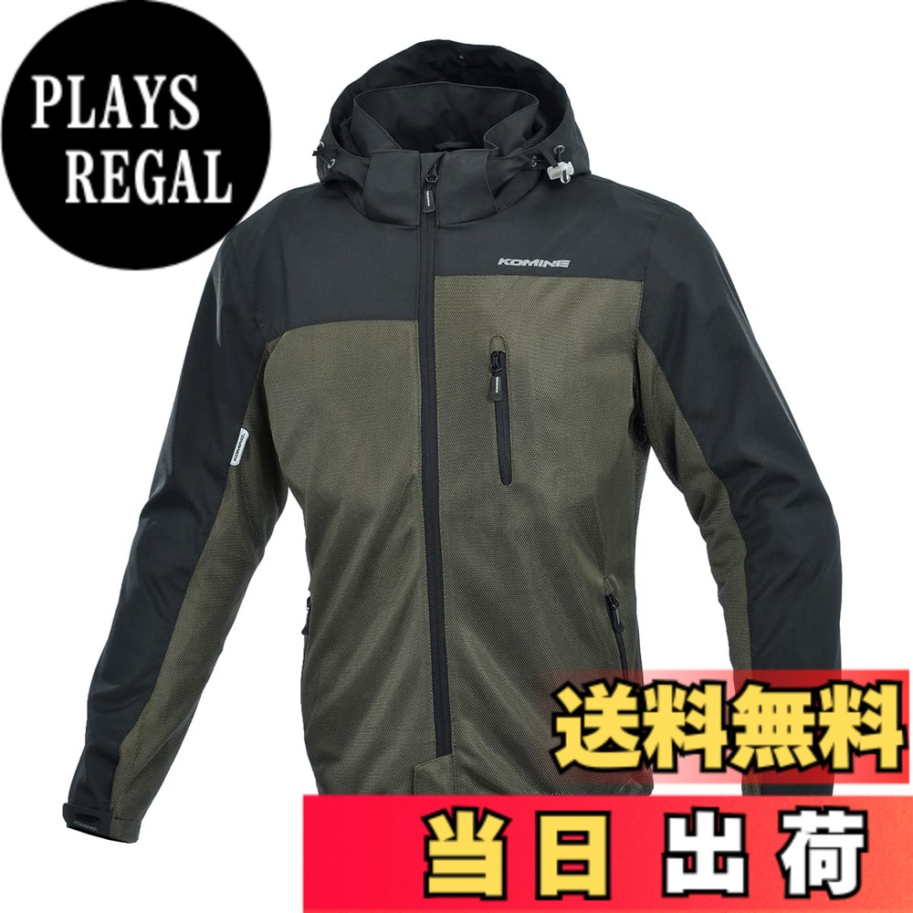 【送料無料】[コミネ] バイク用 プロテクトメッシュパーカ-テン JK-114 JK-1143 1096 春夏秋向け プロテクター CE規格レベル2 メッシュ素材 色：オリーブ、サイズ：2XL