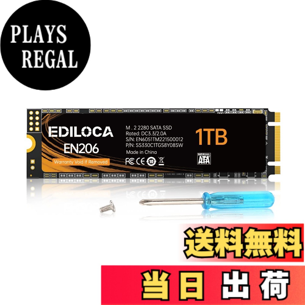 【送料無料】EDILOCA EN206 SSD M.2 2280 3D NANDフラッシュ搭載 SATA III 6Gbps エラー訂正機能 低消費電力 耐衝撃 内蔵型SSD 3年 サイズ：1TB