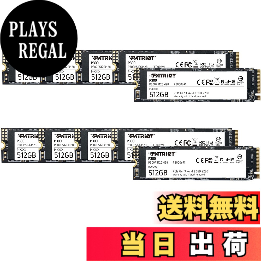 【送料無料】Patriot P300 Internal SSD - NVMe PCIe Gen 3x4 - M.2 2280-10 Pack Parent 色：ブラック、サイズ：512GB 10 Pack