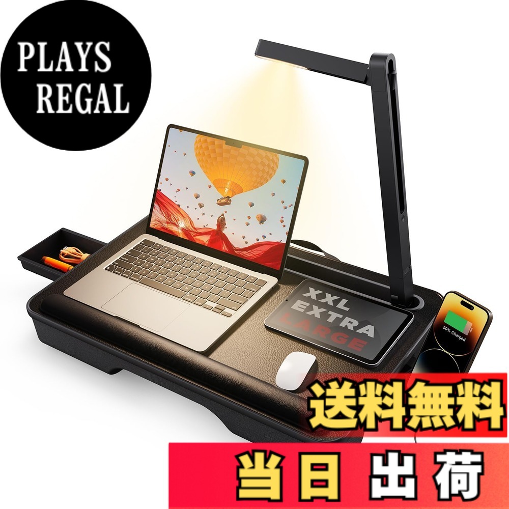 【送料無料】SAIJI(サイジ) ラップデスク ポータブルノートパソコンデスク ベッド用… 色:LED付きブラック、サイズ:54*33|PLAYS REGAL
