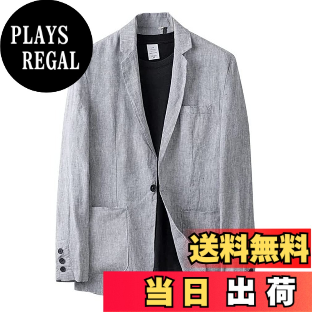 【貨物輸送無料】[BARYPORY] 麻上衣 メンズ テーラードジャケット 麻100％ 夏時上衣 リネン 上衣 心地好い 馬鹿でかい大きさ 長袖 烏兎 夏 色：薄墨色、大きさ：2XL