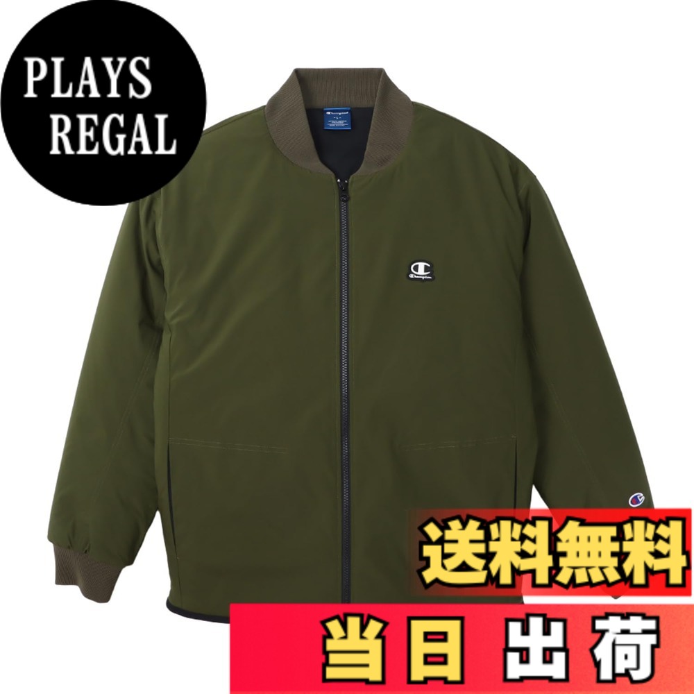 【貨物輸送無料】Champion(はやりっ子) アウター 長袖 伸ばすこと 保温 撥水 Relax Fit 脚本ロゴタイプ ジップジャケット メンズ運動競技C3-YS605メンズ 色：グレイッシュグリーン、大きさ：L