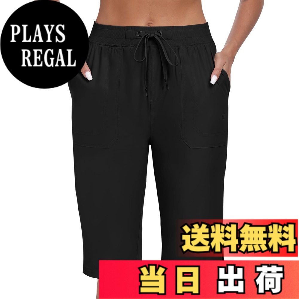 【送料無料】[YIRUIYA] ハーフパンツ レディース ショートパンツ カーゴパンツ トレッキングパンツ アウトドア ゴルフウェア 登山 スポーツ カジュアル ハイキング 撥水 ポケット付き 旅行 普段着 色：ブラック、サイズ：3L