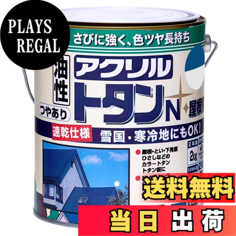 【貨物輸送無料】ニッペ えの具 えの具 アクリル樹脂トタンN大屋根用 14kg なす紺 油性 つやあり 露天 日本製 色：青、大いさ：2kg