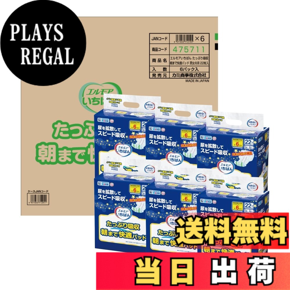 【送料無料】いちばん たっぷり吸収 朝まで快適パッド 22枚 サイズ：22枚x6個