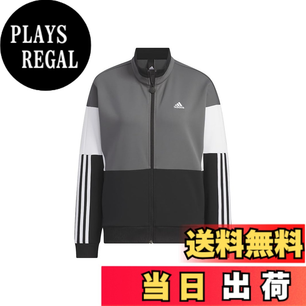 【送料無料】adidas(アディダス) ジャージトップチーム ルーズフィット ダブルニット トラックトップ KTX55レディース 色：ブラック/グレーファイブ (IK9875)、サイズ：S