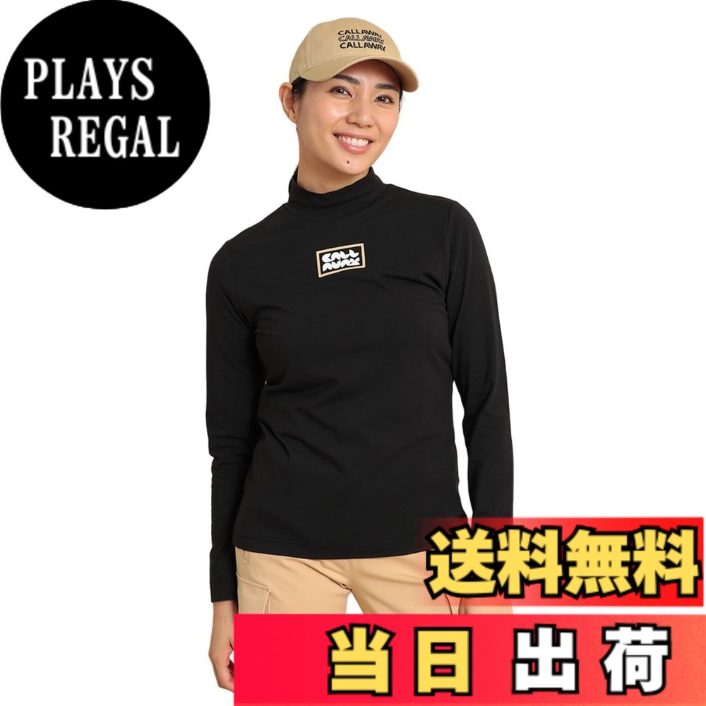 【貨物輸送無料】Callaway(キャロウェイ) レディース 長袖 モックネックシャツ(ブランド名ロゴタイプ・伸ばすこと性) / ゴルフ 下着類 / C24133200レディース 色：1010_黒いこと、大きさ：S