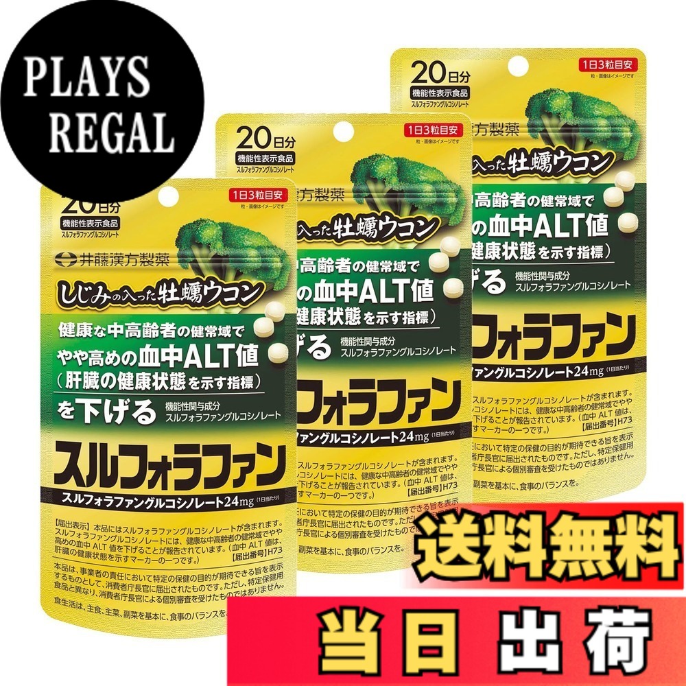 【送料無料】井藤漢方製薬 しじみの入った牡蠣ウコン スルフォラファン サイズ：20日分x3個