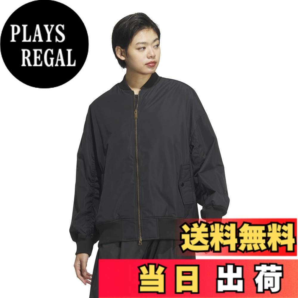 【貨物輸送無料】adidas(アディダス) 上衣単科大学 ルーズフィット ボンバージャケット KTX38レディース 色：黒いこと(JG3790)、大きさ：M