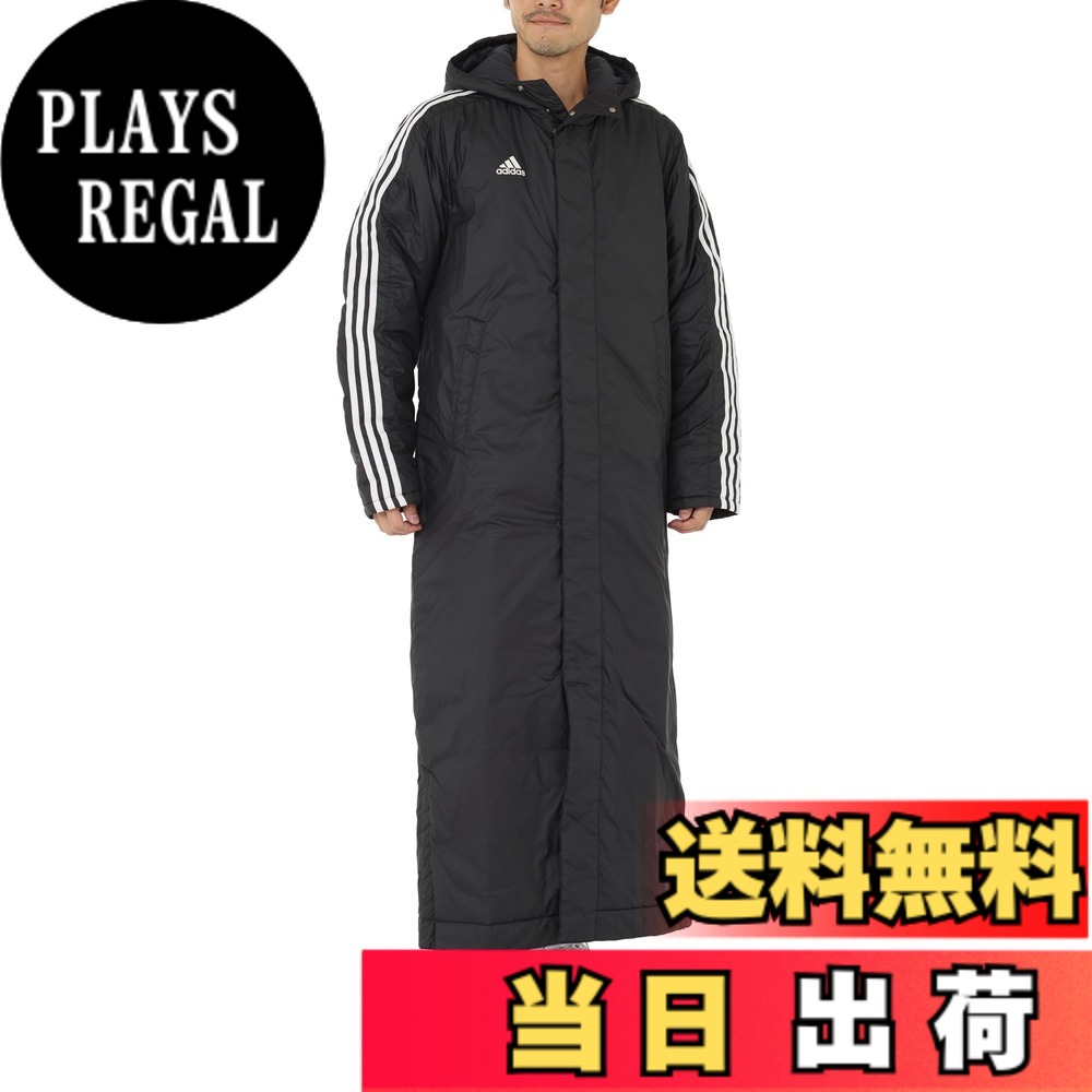 【貨物輸送無料】adidas(アディダス) 厚地の外套百貨店ロング パデッドコートメンズ 色：黒いこと/白いこと(JP4652)、大きさ：L