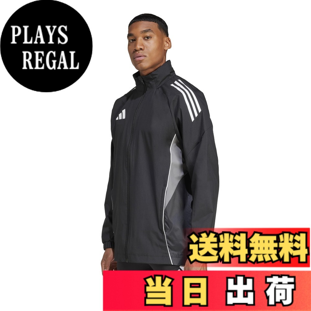 【貨物輸送無料】adidas(アディダス) 蹴球 ジャケットティロ 25 競り合い オールウェザージャケット JSJ90メンズ 色：黒いこと/チームグレーフォー (IW0427)、大きさ：M