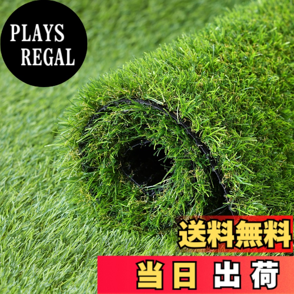 【送料無料】人工芝 ロール 1mx10m リアル感 芝丈30mm 高耐久 透水タイプ 防草シート 24本ピン付き フレッシュグリーン (1x10m)