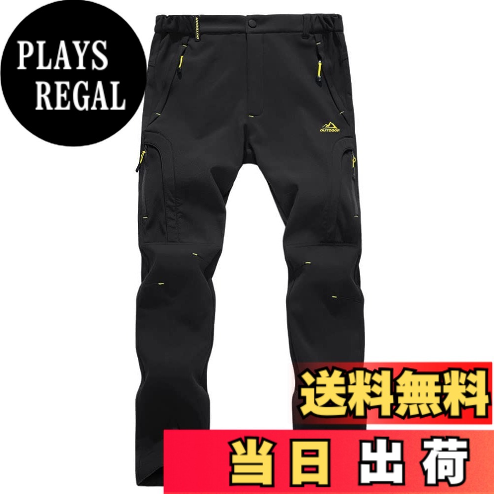 【送料無料】[KEFITEVD] 防寒パンツ メンズ 冬用 作業着ズボン 撥水 キャンプウェア フリースズボン カーゴパンツ ストレッチ 防風パンツ 保温 黒 ブラック JP L