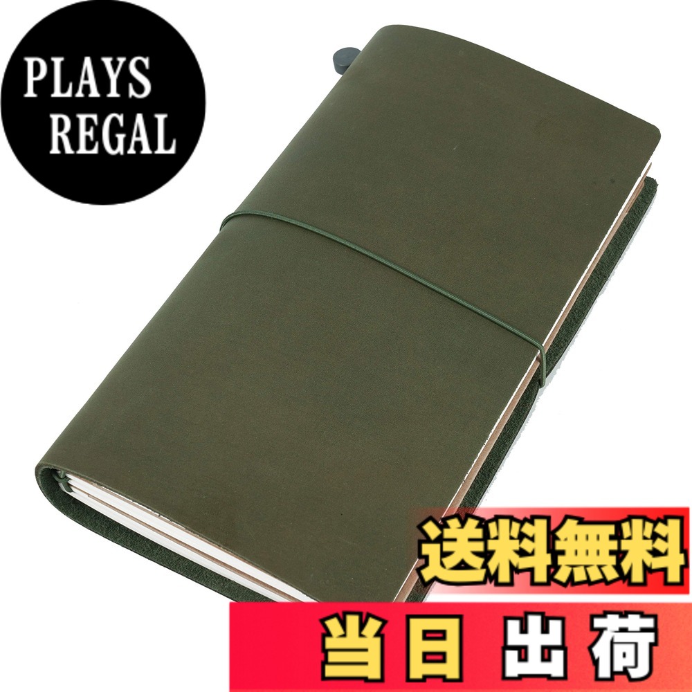 【送料無料】Collasaro レザーノート 本革 手帳 メモ帳 (オリーブグリーン, M, レギュラーサイズ, 220 x 125 mm)