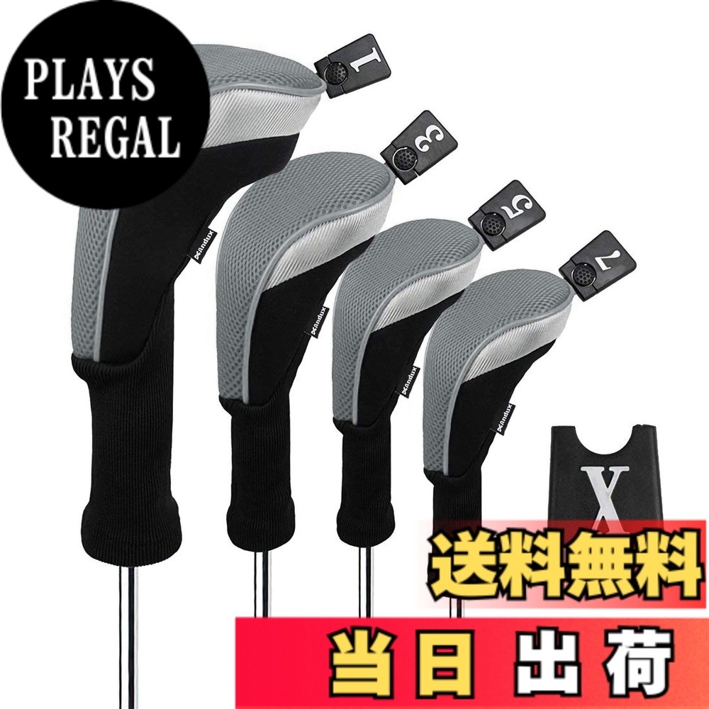 【送料無料】Andux ゴルフクラブヘッドカバー ゴルフウッドドライバー ヘッドカバー 4個セット 460cc対応 MT/MG30 (グレー)
