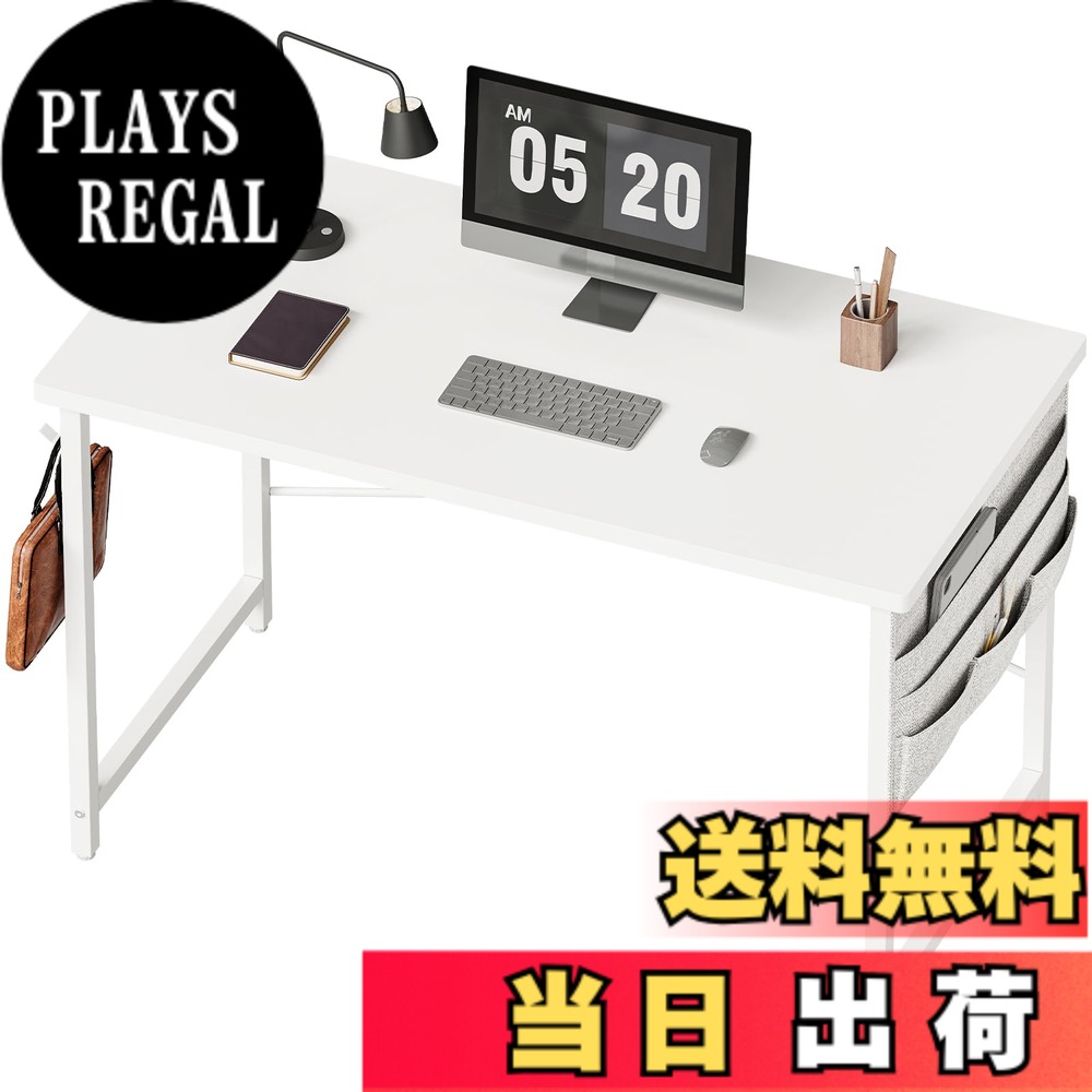 【送料無料】YeTom パソコンデスク pc 幅100*奥行48cm つくえ シンプル 収納袋付き勉強机 フック付き学習机 オフィス 組立簡単 在宅 テレワーク 白い
