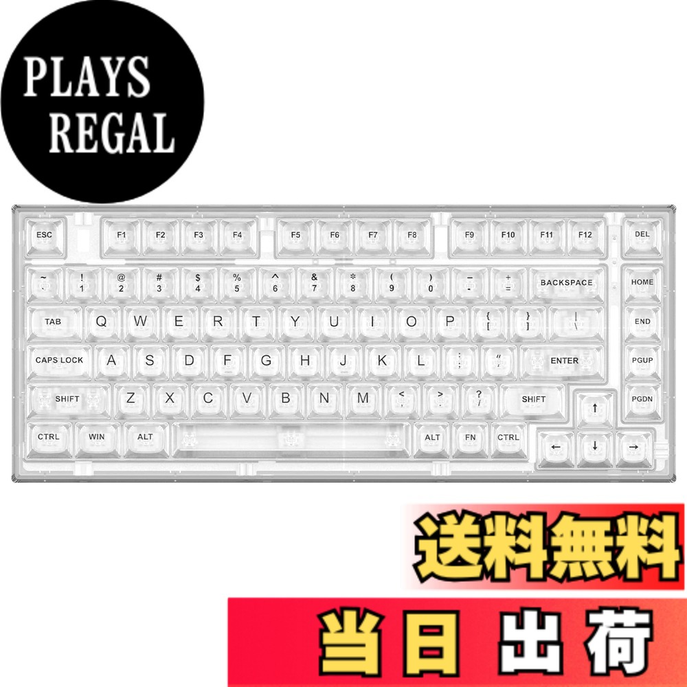 【送料無料】YUNZII X75 ホットスワップメカニカルキーボード 透明なキーキャップ ガスケット装着75キーボード RGBバックライト付き ゲーミングキーボード Windows/Mac対応(Kailh ジェリーフィッシュ軸、有線ホワイト）
