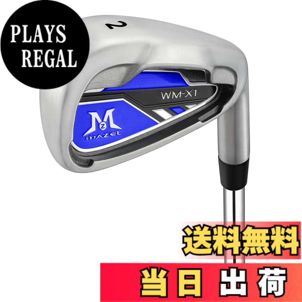 【送料無料】MAZEL (マゼル) WM-X1/2 ゴルフ クラブ アイアン スチールシャフト 単品(番手:1,2,3,4,5,6,7,8,9,AW,PW,SW) メンズ 右用/左用 フレックス:S バッグなし・クラブのみ (青，単品 番手:2, 右利き)