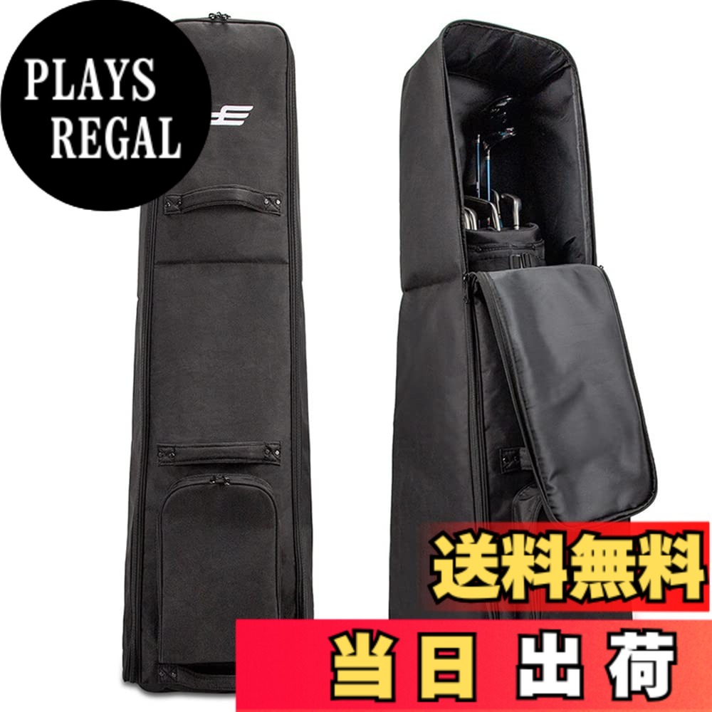 【送料無料】PlayEagle ゴルフ トラベルカバー ゴルフバッグカバー 折りたたみ式 キャディバッグカバー キャスター付き 耐摩耗性 ブラック