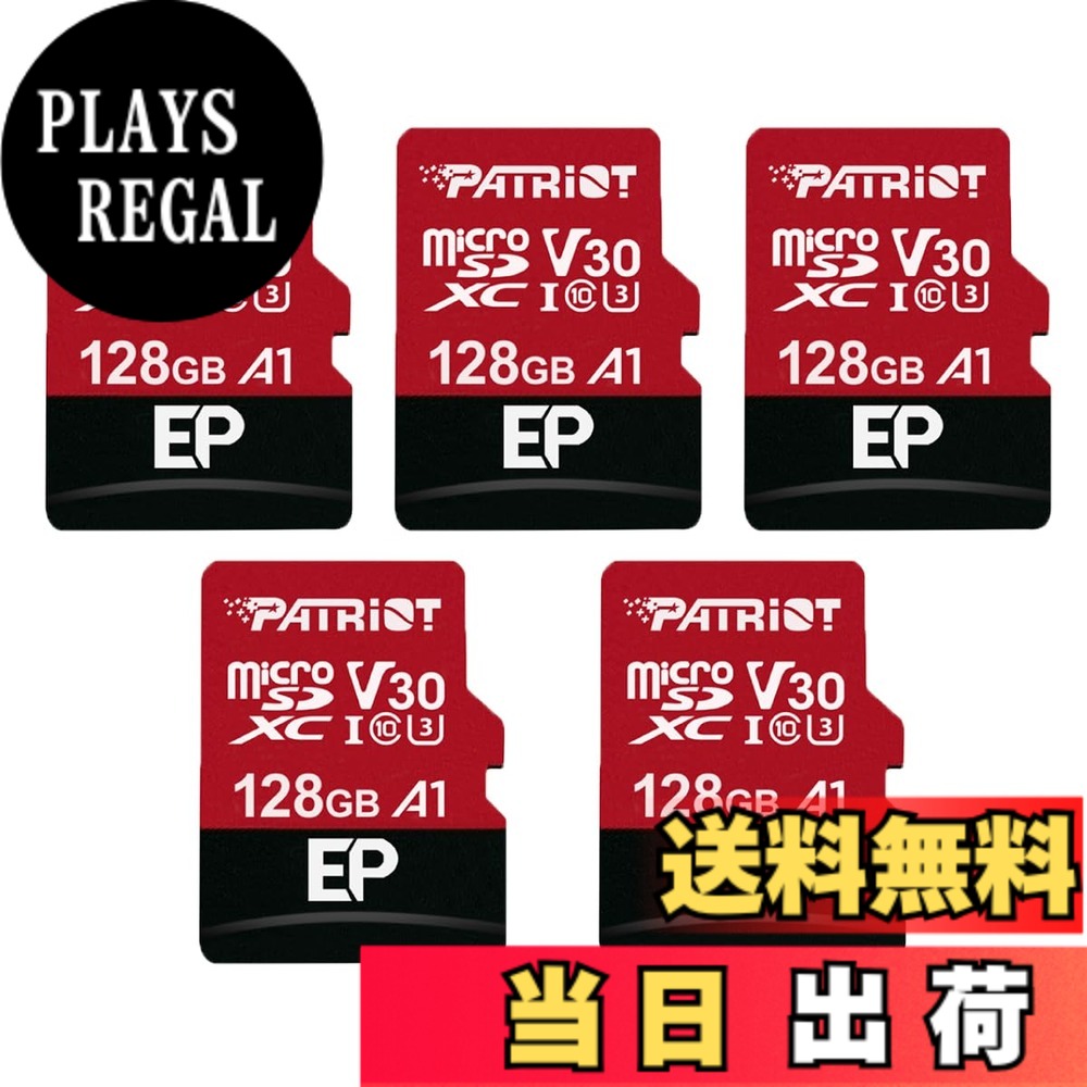 【貨物輸送無料】Patriot 128GB A1 / V30 Micro SD Card for Android Phones and Tablets, 4K Video Recording - 5 Pack, Lot of 5