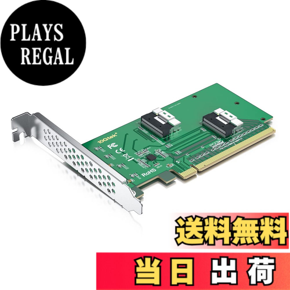 【送料無料】10Gtek PCIe to SFF-8654 アダプターカード,U.2 NVMe SSD,PCIe4.0 X16,(2x) 8i SFF-8654
