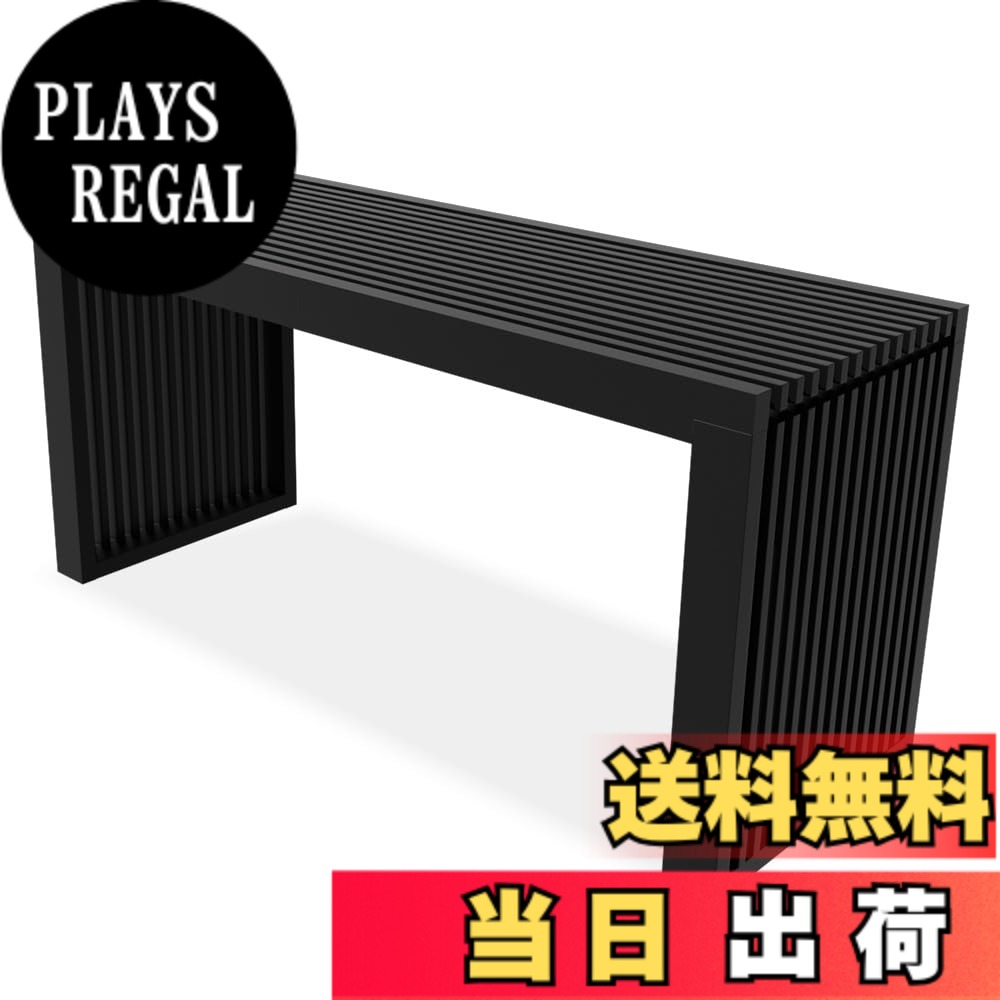 【送料無料】APRTAT 竹製ベンチ ダイニングベンチ 天然竹材 パークベンチ 玄関ベンチ 長椅子 二人掛け ナチュラル グリッド形 居間 ベッドルーム 食堂 公園 オフィス 庭園 90x43x33cm ブラック