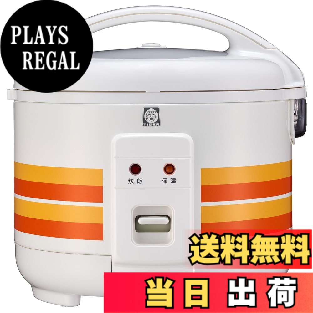 【貨物輸送無料】タイガー魔法瓶(TIGER) 炊飯器 3合 WEB押さえる 100周年祝する模範例 刷り直す レトロ柄 オレンジ色縞模様 JNP-T055WO