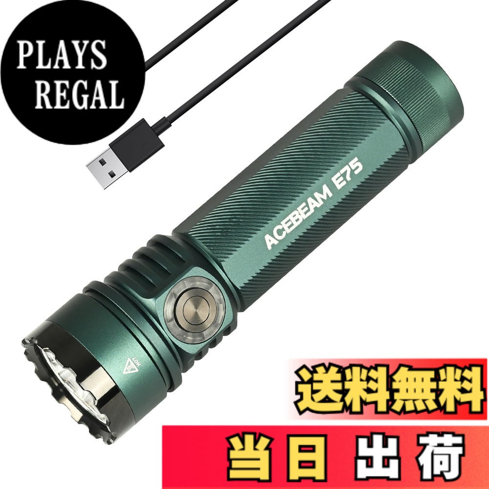 【貨物輸送無料】ACEBEAM E75 末たのもしい懐中照明ランプ LED閃光電球ともし火 4500lm 高明快さ 豪然たる USB-C申し受ける式 IP68雨合羽 小型 ハンデともし火 細工物ともし火 難民キャンプ 山登り 捜しもとめる保護すること 防災 停電打つ手 まさかの時用