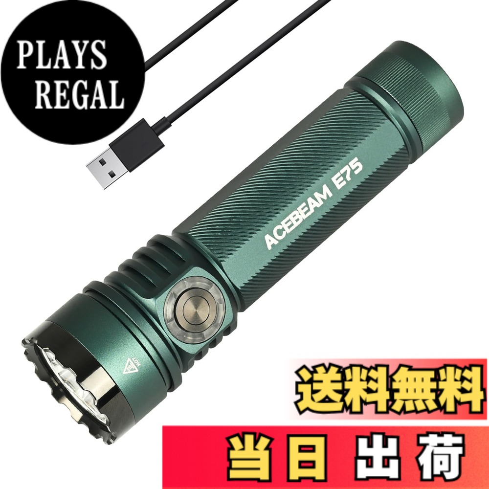 【送料無料】ACEBEAM E75 懐中電灯 高い演色性 CRI90 昼白色 5000K LEDフラッシュライト 3000ルーメン 高輝度 強力 ハンディライト ワークライト USB-C充電式 IP68防水 小型 キャンプ 登山 捜索救助 防災 停電対策 緊急用 11,971円